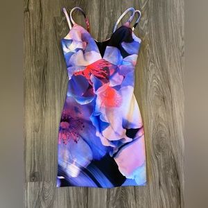 Bebe Tropical Mini Dress XXS